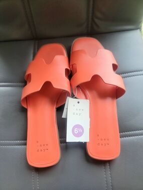 A New Day Womens Nina H-Band Slide Sandals Orange 6.5M